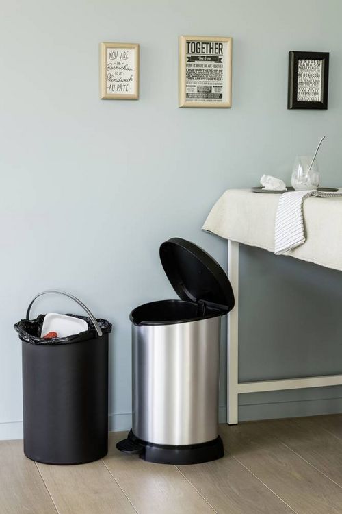 Produktbild: Curver DECO Bin 240568 M&uuml;lleimer 15l (B x H x T) 303 x 448 x 268mm Silber, Schwarz 1St.