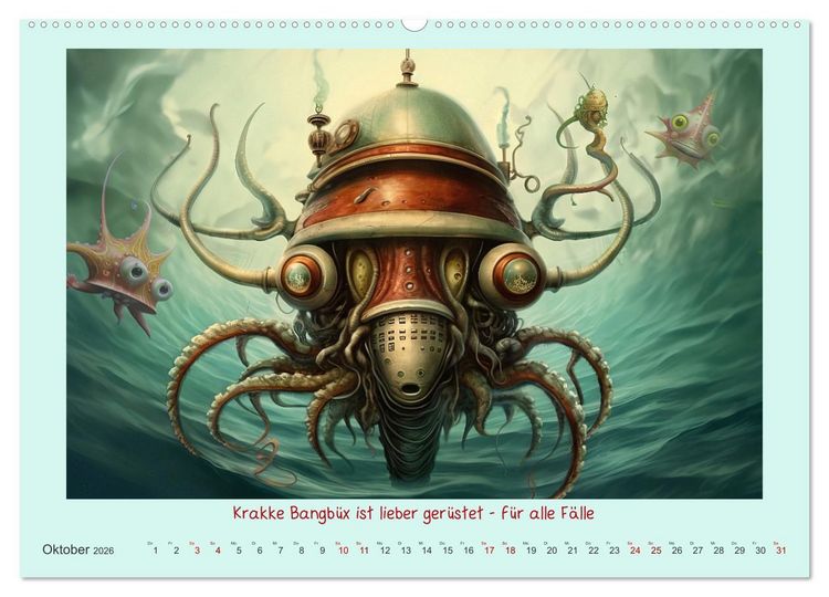 Produktbild: Die freundlichen Tiesee Cyborgs (hochwertiger Premium Wandkalender 2026 DIN A2 quer), Kunstdruck in Hochglanz