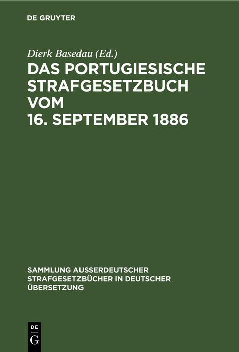 Produktbild: Das Portugiesische Strafgesetzbuch vom 16. September 1886