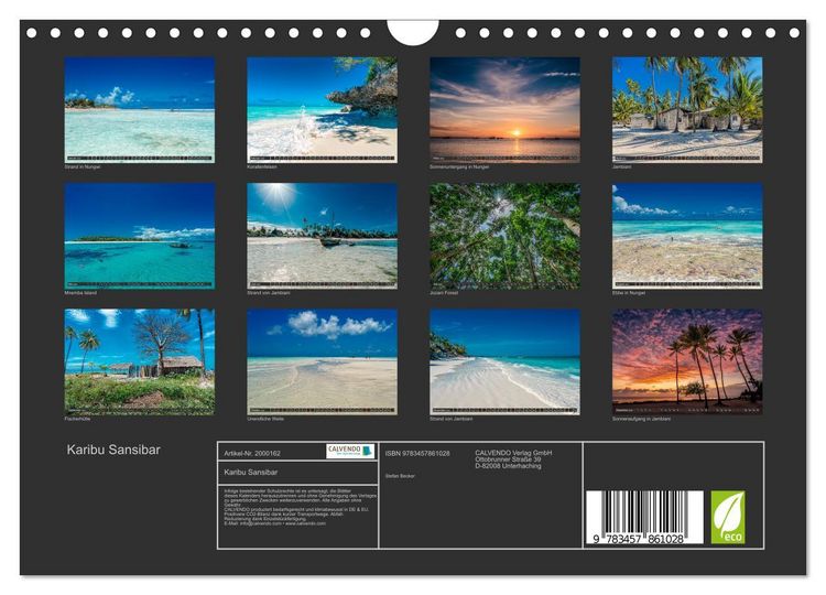 Produktbild: Karibu Sansibar (Wandkalender 2026 DIN A4 quer), CALVENDO Monatskalender