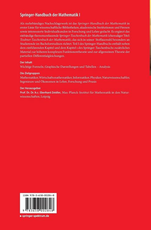 Produktbild: Springer-Handbuch der Mathematik I
