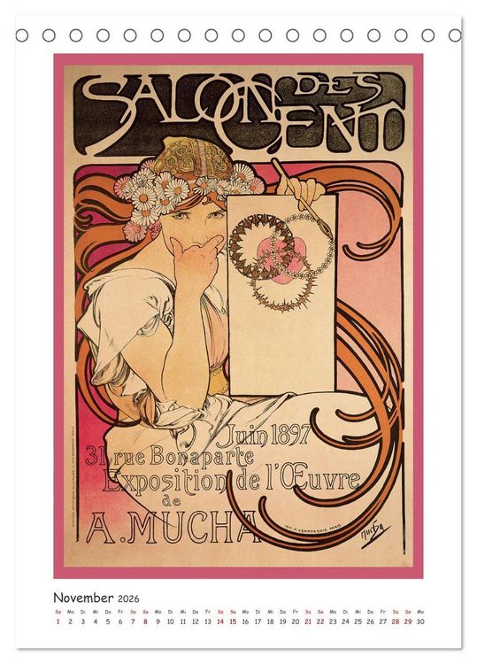 Produktbild: Alfons Mucha - Eine Hommage in zw&ouml;lf Monaten (Tischkalender 2026 DIN A5 hoch), CALVENDO Monatskalender