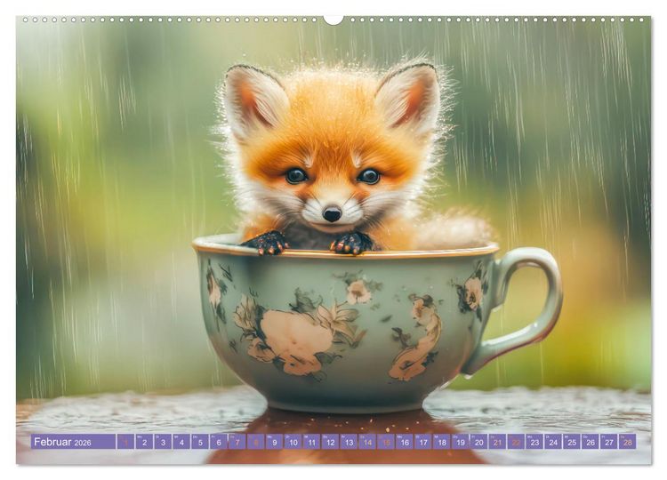 Produktbild: Tiere in Teetassen (hochwertiger Premium Wandkalender 2026 DIN A2 quer), Kunstdruck in Hochglanz