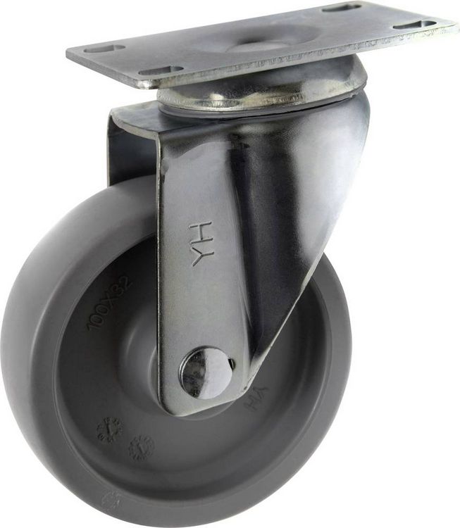 Produktbild: TOOLCRAFT TO-5137935 Lenkrolle 100mm mit Anschraubplatte Tragf&auml;higkeit (max.): 125kg