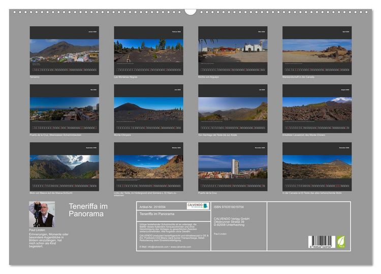 Produktbild: Teneriffa im Panorama (Wandkalender 2026 DIN A2 quer), CALVENDO Monatskalender