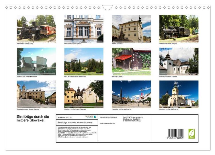 Produktbild: Streifz&uuml;ge durch die mittlere Slowakei (Wandkalender 2026 DIN A3 quer), CALVENDO Monatskalender