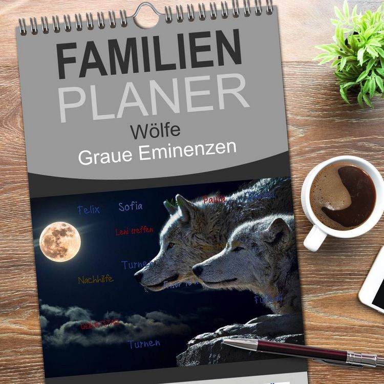 Produktbild: Familienplaner 2026 - W&ouml;lfe. Graue Eminenzen mit 5 Spalten (Wandkalender, 21 x 45 cm) CALVENDO
