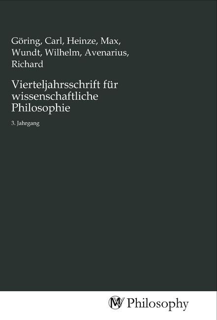 Produktbild: Vierteljahrsschrift f&uuml;r wissenschaftliche Philosophie