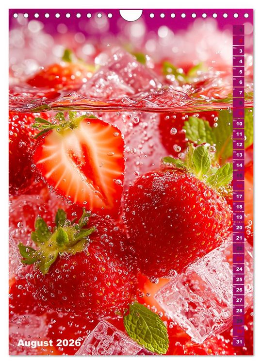 Produktbild: Fruchtige Erfrischung - K&uuml;chenkalender mit bunten Fr&uuml;chten im Wasser (Wandkalender 2026 DIN A4 hoch), CALVENDO Monatskalender