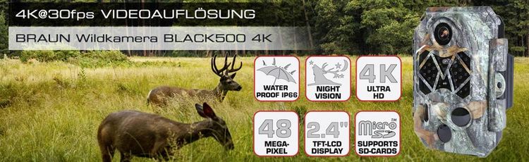 Produktbild: Braun Phototechnik Scouting Cam Black500 4K Wildkamera Black LEDs, Zeitrafferfunktion Camouflage