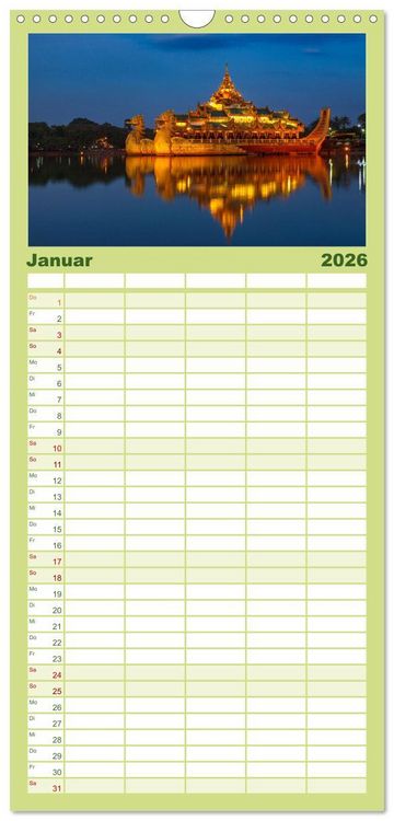 Produktbild: Familienplaner 2026 - Wunderbares Myanmar mit 5 Spalten (Wandkalender, 21 x 45 cm) CALVENDO