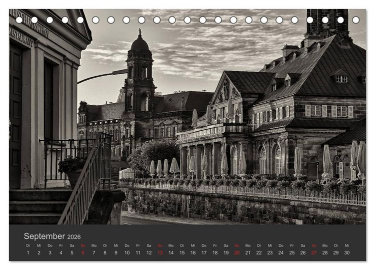 Produktbild: Dresden Schwarz Weiss 2026 (Tischkalender 2026 DIN A5 quer), CALVENDO Monatskalender
