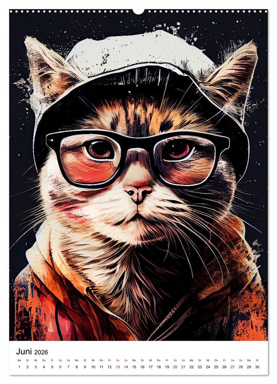 Produktbild: Hipster Katzen (Wandkalender 2026 DIN A2 hoch), CALVENDO Monatskalender