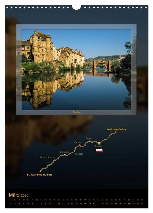 Produktbild: Jakobsweg Via Podiensis (Wandkalender 2026 DIN A3 hoch), CALVENDO Monatskalender