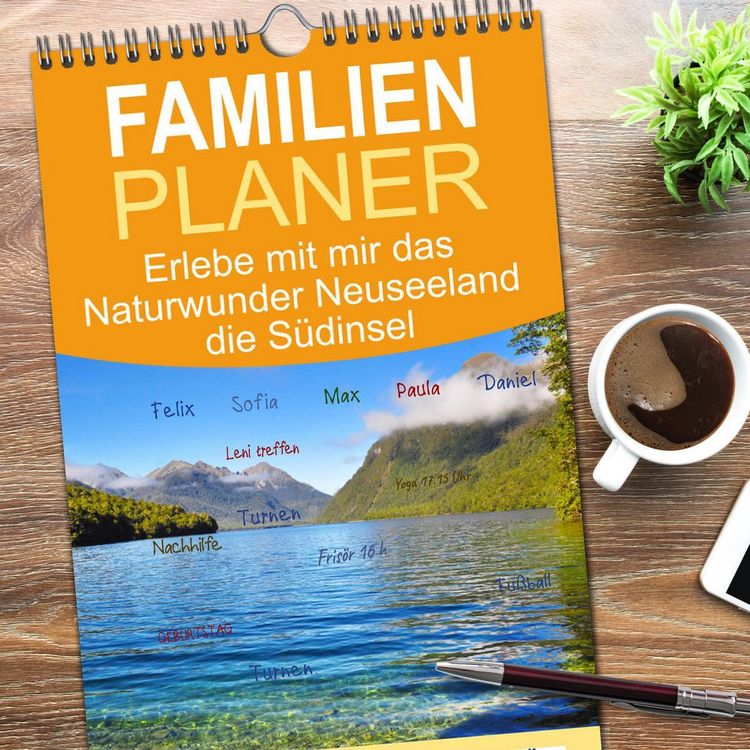Produktbild: Familienplaner 2026 - Erlebe mit mir das Naturwunder Neuseeland die S&uuml;dinsel mit 5 Spalten (Wandkalender, 21 x 45 cm) CALVENDO