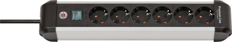 Produktbild: Brennenstuhl 1391030600 Steckdosenleiste mit Schalter Silber, Schwarz Schutzkontakt 1St.