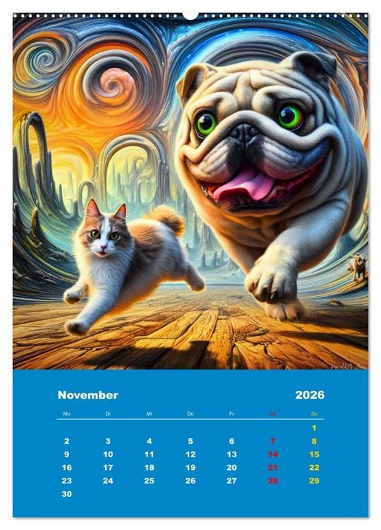 Produktbild: Abenteuer mit Micki und Bullig! (Wandkalender 2026 DIN A2 hoch), CALVENDO Monatskalender