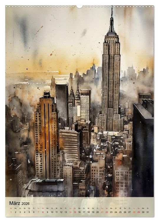 Produktbild: New York - ein Regentag (hochwertiger Premium Wandkalender 2026 DIN A2 hoch), Kunstdruck in Hochglanz
