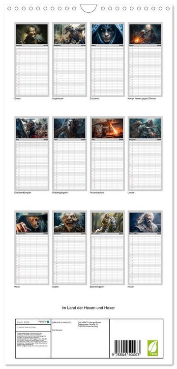 Produktbild: Familienplaner 2026 - Im Land der Hexen und Hexer mit 5 Spalten (Wandkalender, 21 x 45 cm) CALVENDO
