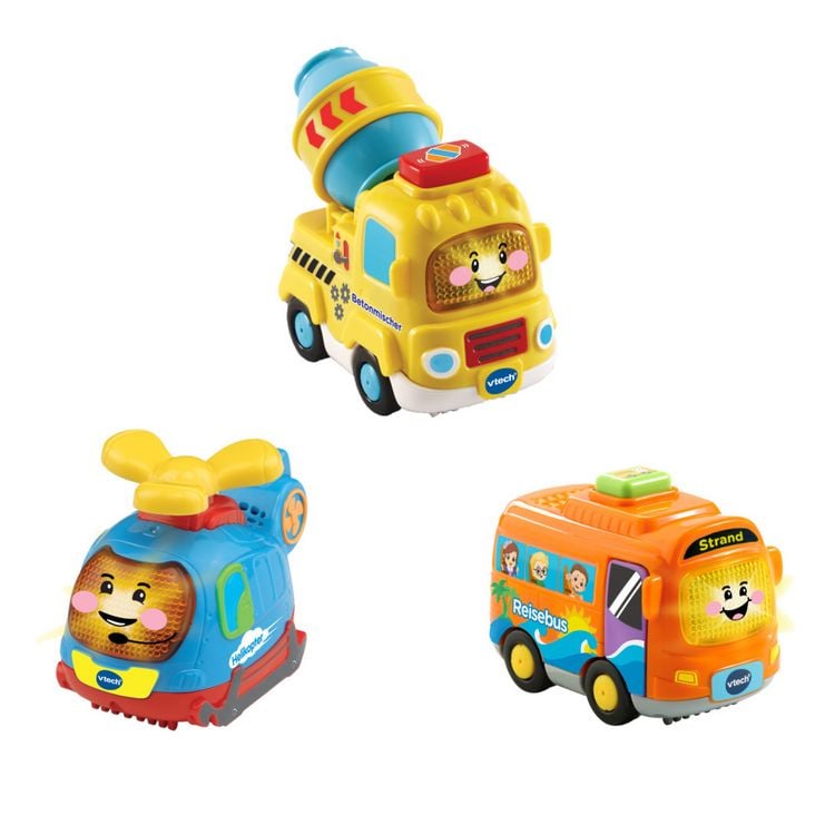 Produktbild: Tut Tut Baby Flitzer - 3er-Set (Reisebus, Helikopter, Betonmischer)