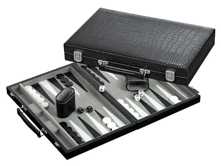Produktbild: Backgammon grau, medium, Kunstleder