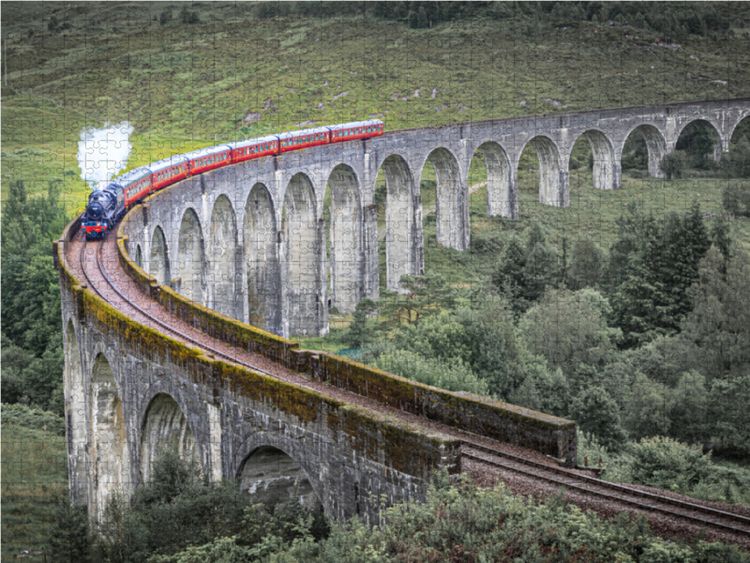 Produktbild: CALVENDO Puzzle Historische Dampfeisenbahn auf dem Glenfinnan Viaduct, Schottland 1000 Teile Lege-Gr&ouml;&szlig;e 64 x 48 cm Foto-Puzzle Bild von Harald Schnitzler