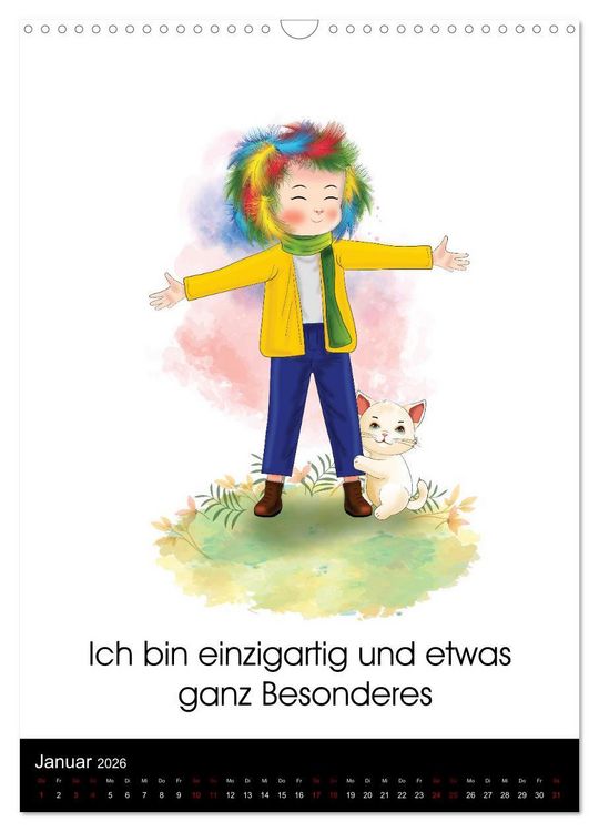 Produktbild: Ich bin einzigartig - Achtsame Affirmationen f&uuml;r besondere Kinder (Wandkalender 2026 DIN A3 hoch), CALVENDO Monatskalender
