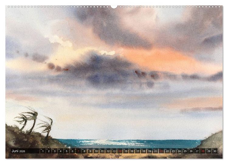 Produktbild: Landschaft in Aquarell (hochwertiger Premium Wandkalender 2026 DIN A2 quer), Kunstdruck in Hochglanz