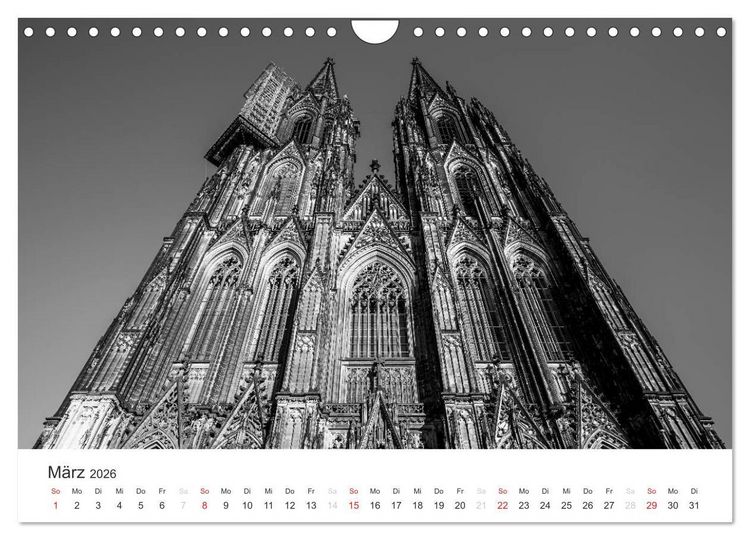 Produktbild: K&ouml;ln - monochrome Ansichten (Wandkalender 2026 DIN A4 quer), CALVENDO Monatskalender