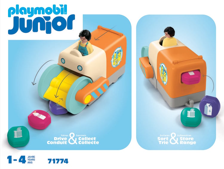 Produktbild: PLAYMOBIL 71774 JUNIOR: Spa&szlig;iges M&uuml;llsammelfahrzeug