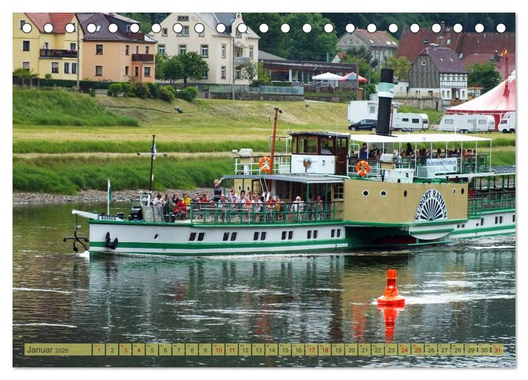 Produktbild: Seitenraddampfer &ndash; In Sachsen von K&ouml;nigstein bis Bad Schandau (Tischkalender 2026 DIN A5 quer), CALVENDO Monatskalender
