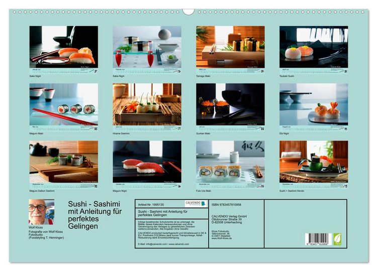 Produktbild: Sushi - Sashimi mit Anleitung f&uuml;r perfektes Gelingen (Wandkalender 2026 DIN A2 quer), CALVENDO Monatskalender