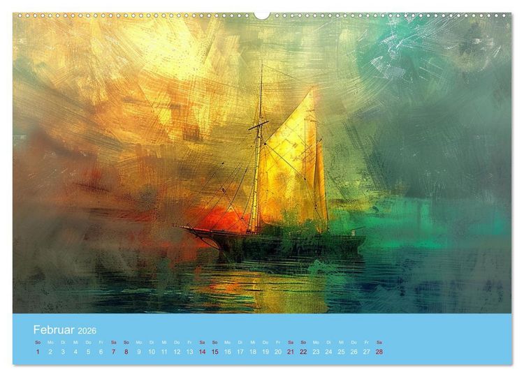 Produktbild: Das trunkene Schiff mit Bildern im William Turner-Stil (hochwertiger Premium Wandkalender 2026 DIN A2 quer), Kunstdruck in Hochglanz