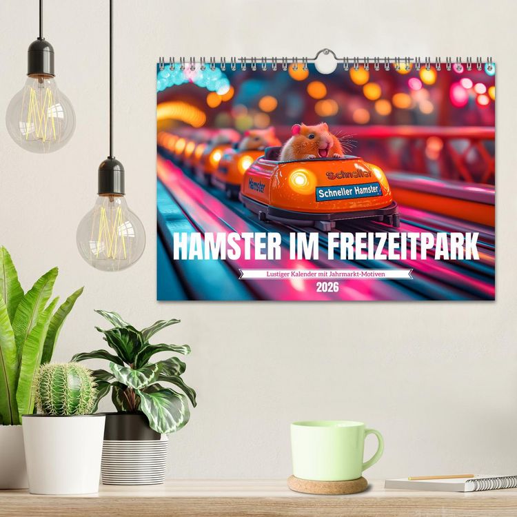 Produktbild: Hamster im Freizeitpark - Lustiger Kalender mit Jahrmarkt-Motiven (Wandkalender 2026 DIN A4 quer), CALVENDO Monatskalender
