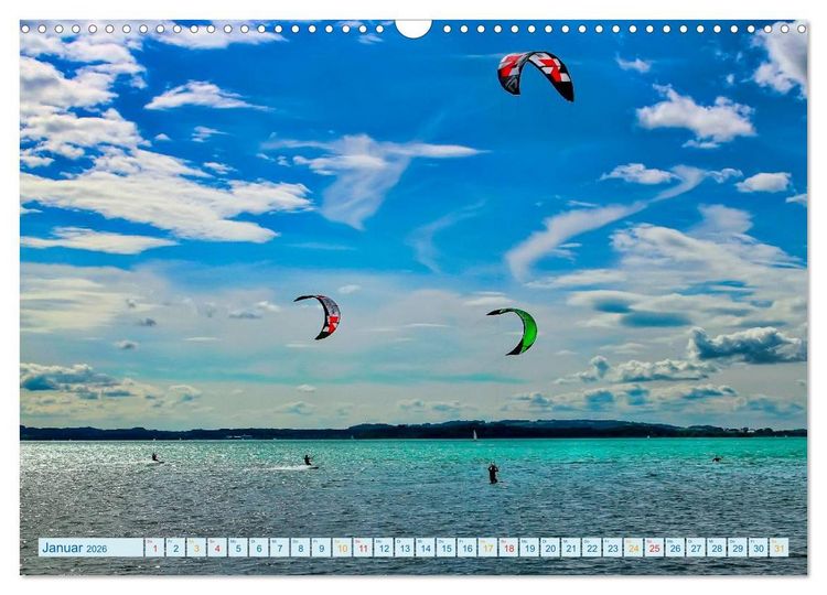 Produktbild: Kitesurfen - &uuml;ber den Wellen (Wandkalender 2026 DIN A3 quer), CALVENDO Monatskalender