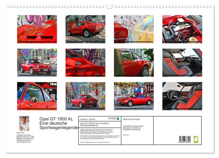 Produktbild: Opel GT 1900 AL Eine deutsche Sportwagenlegende (Wandkalender 2026 DIN A2 quer), CALVENDO Monatskalender