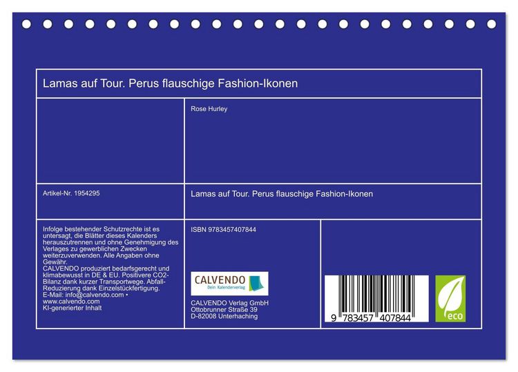 Produktbild: Lamas auf Tour. Perus flauschige Fashion-Ikonen (Tischkalender 2026 DIN A5 quer), CALVENDO Monatskalender