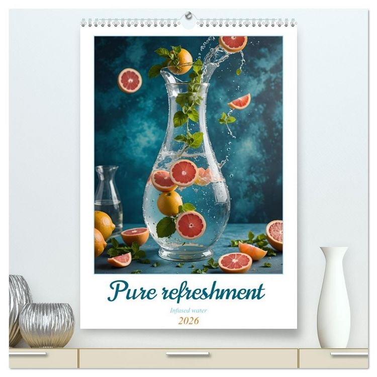 Produktbild: Pure refreshment - Infused water (High Quality Premium Wall Calendar 2026 DIN A2 portrait),CALVENDO 12 Month Wall Calendar