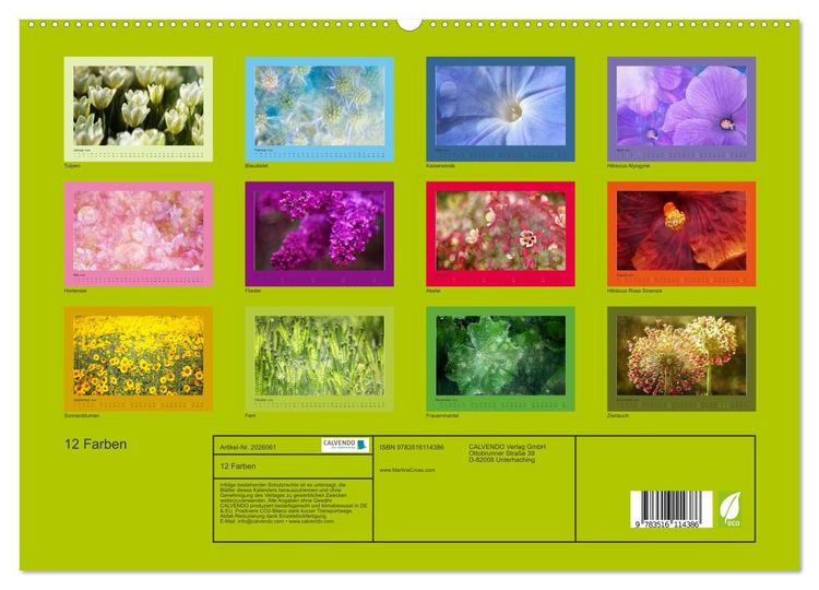 Produktbild: 12 Farben (hochwertiger Premium Wandkalender 2026 DIN A2 quer), Kunstdruck in Hochglanz