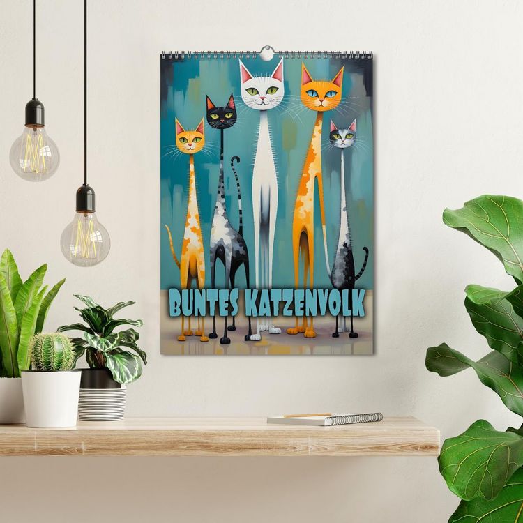 Produktbild: Buntes Katzenvolk (Wandkalender 2026 DIN A3 hoch), CALVENDO Monatskalender