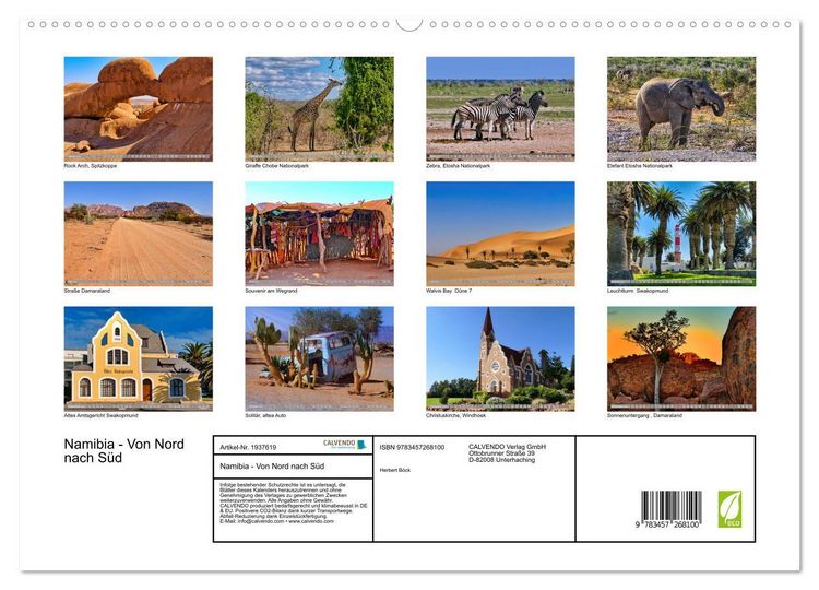 Produktbild: Namibia - Von Nord nach S&uuml;d (hochwertiger Premium Wandkalender 2026 DIN A2 quer), Kunstdruck in Hochglanz