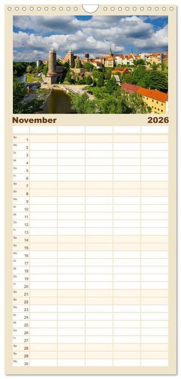 Produktbild: Familienplaner 2026 - Sachsen Impressionen mit 5 Spalten (Wandkalender, 21 x 45 cm) CALVENDO