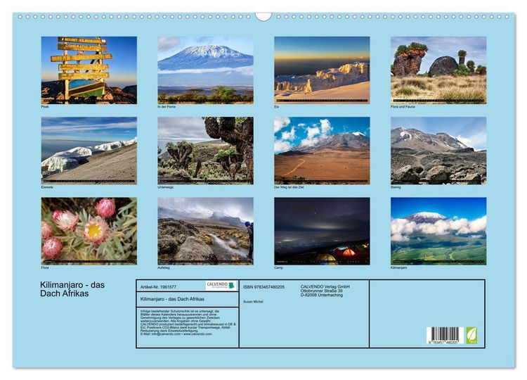 Produktbild: Kilimanjaro - das Dach Afrikas (Wandkalender 2026 DIN A2 quer), CALVENDO Monatskalender