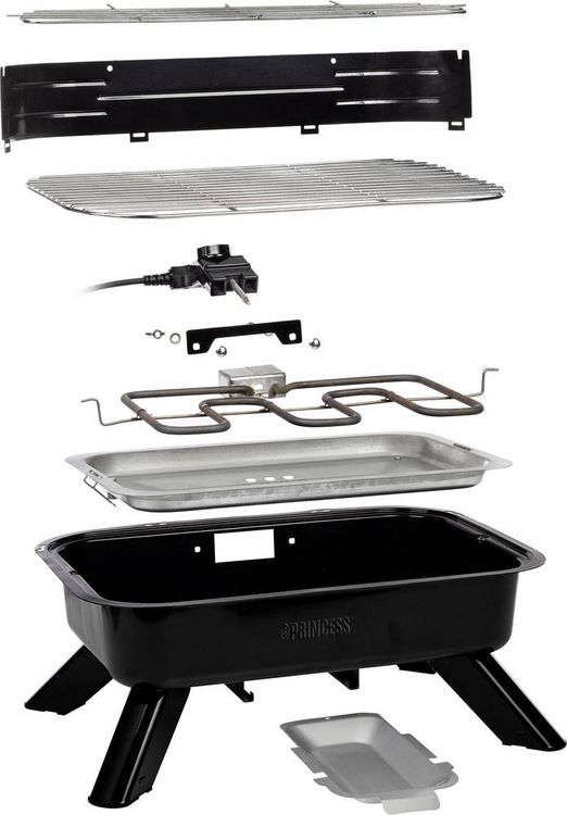 Produktbild: Princess 01.112252.01.001 Elektro, Holzkohle Grill mit Windschutz, mit Standfu&szlig;, mit manueller Temperatureinstellung Schwarz