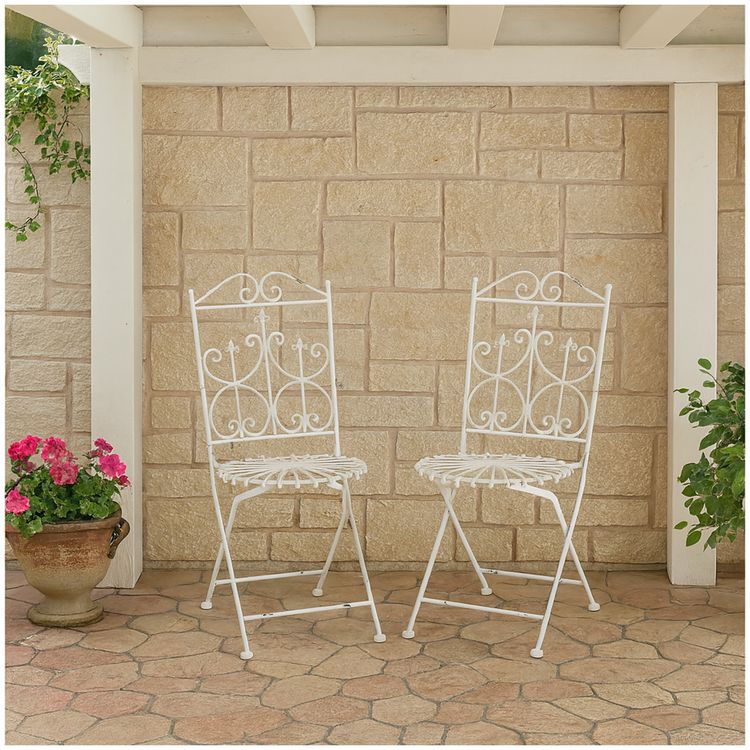 Produktbild: HTI-Living Stuhl Romantic Garden Wei&szlig; 2er Set Stuhl Romantic Garden Wei&szlig; 2er Set