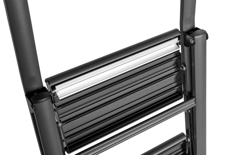 Produktbild: Alu-Klapptrittleiter Compact 2-stufig Schwarz, leichte & rutschfeste Haushaltsleiter,