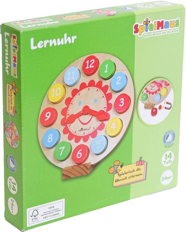 Produktbild: SpielMaus Holz Lernuhr