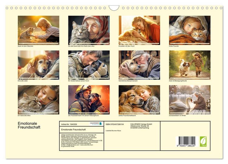 Produktbild: Emotionale Freundschaft (Wandkalender 2026 DIN A3 quer), CALVENDO Monatskalender