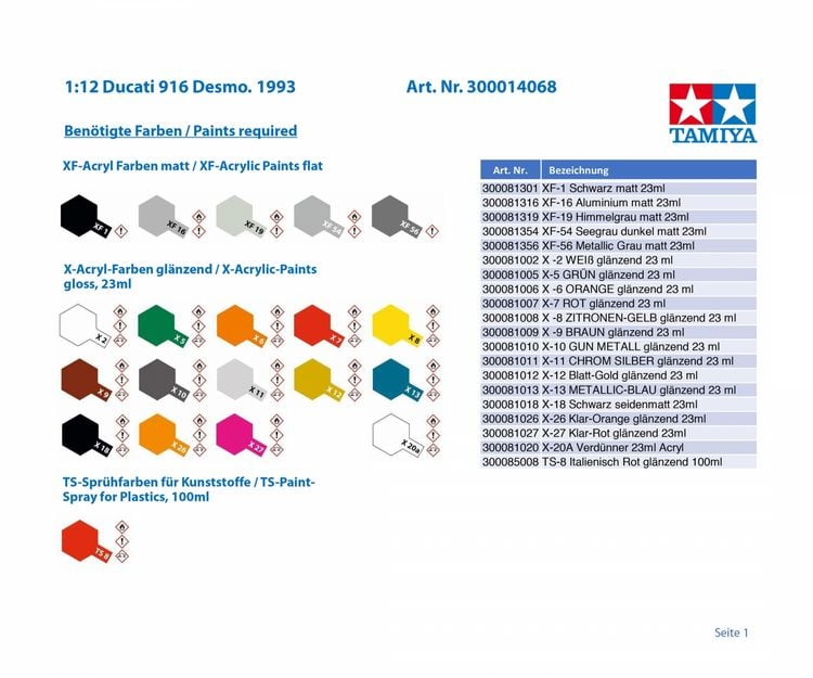 Produktbild: Tamiya 300014068 Ducati 916 Desmo. 1993 Motorradmodell Bausatz 1:12
