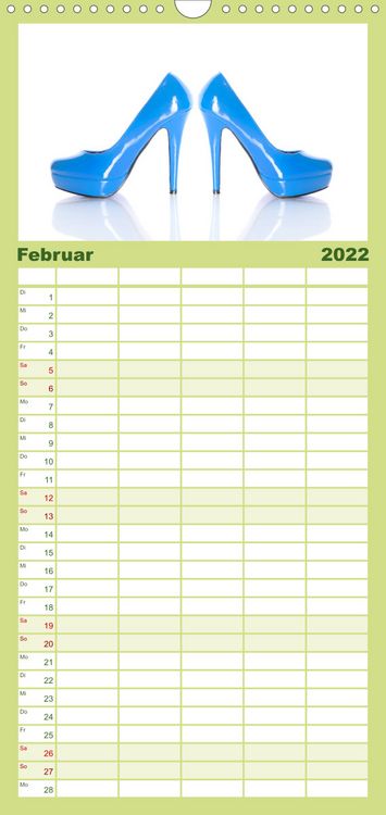 Produktbild: Familienplaner Farbenfrohe High Heels (Wandkalender 2022 , 21 cm x 45 cm, hoch)